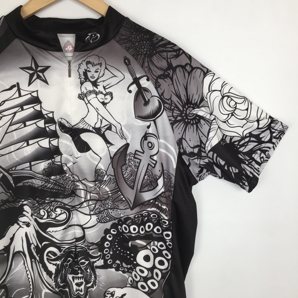 Primal Cycling Jersey Men’s 3/4 Zip Athletic Shirt Sz XL Tattoo Style Graphics - Picture 7 of 16